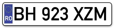 Placuta inmatriculare numar auto  BH-923-XZM, BH 923 XZM, BH923XZM