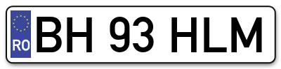 Placuta inmatriculare numar auto  BH-93-HLM, BH 93 HLM, BH93HLM