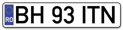 Placuta inmatriculare numar auto  BH-93-ITN, BH 93 ITN, BH93ITN