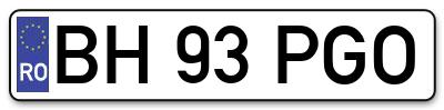 Placuta inmatriculare numar auto  BH-93-PGO, BH 93 PGO, BH93PGO
