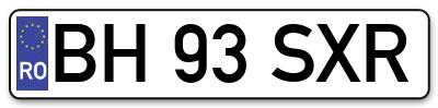 Placuta inmatriculare numar auto  BH-93-SXR, BH 93 SXR, BH93SXR
