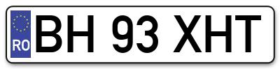 Placuta inmatriculare numar auto  BH-93-XHT, BH 93 XHT, BH93XHT
