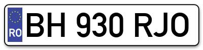 Placuta inmatriculare numar auto  BH-930-RJO, BH 930 RJO, BH930RJO
