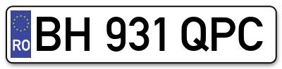 Placuta inmatriculare numar auto  BH-931-QPC, BH 931 QPC, BH931QPC