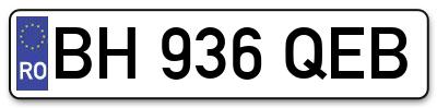 Placuta inmatriculare numar auto  BH-936-QEB, BH 936 QEB, BH936QEB
