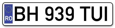 Placuta inmatriculare numar auto  BH-939-TUI, BH 939 TUI, BH939TUI