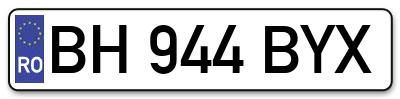 Placuta inmatriculare numar auto  BH-944-BYX, BH 944 BYX, BH944BYX