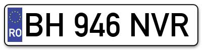 Placuta inmatriculare numar auto  BH-946-NVR, BH 946 NVR, BH946NVR
