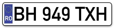 Placuta inmatriculare numar auto  BH-949-TXH, BH 949 TXH, BH949TXH
