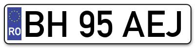 Placuta inmatriculare numar auto  BH-95-AEJ, BH 95 AEJ, BH95AEJ