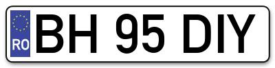 Placuta inmatriculare numar auto  BH-95-DIY, BH 95 DIY, BH95DIY