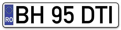 Placuta inmatriculare numar auto  BH-95-DTI, BH 95 DTI, BH95DTI