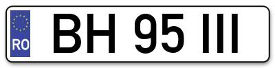 Placuta inmatriculare numar auto  BH-95-III, BH 95 III, BH95III