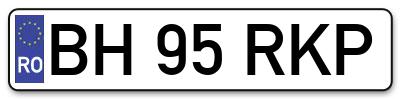Placuta inmatriculare numar auto  BH-95-RKP, BH 95 RKP, BH95RKP