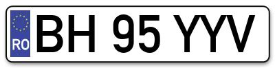 Placuta inmatriculare numar auto  BH-95-YYV, BH 95 YYV, BH95YYV