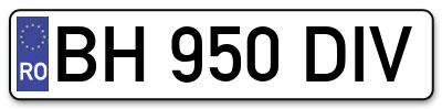 Placuta inmatriculare numar auto  BH-950-DIV, BH 950 DIV, BH950DIV
