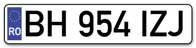 Placuta inmatriculare numar auto  BH-954-IZJ, BH 954 IZJ, BH954IZJ