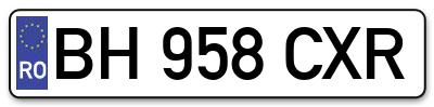 Placuta inmatriculare numar auto  BH-958-CXR, BH 958 CXR, BH958CXR