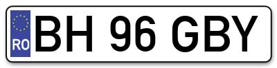 Placuta inmatriculare numar auto  BH-96-GBY, BH 96 GBY, BH96GBY
