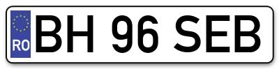 Placuta inmatriculare numar auto  BH-96-SEB, BH 96 SEB, BH96SEB