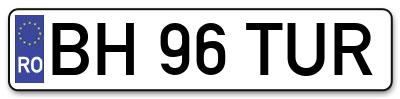 Placuta inmatriculare numar auto  BH-96-TUR, BH 96 TUR, BH96TUR