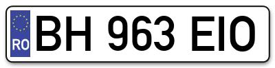 Placuta inmatriculare numar auto  BH-963-EIO, BH 963 EIO, BH963EIO