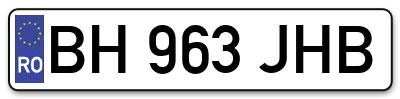 Placuta inmatriculare numar auto  BH-963-JHB, BH 963 JHB, BH963JHB