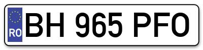 Placuta inmatriculare numar auto  BH-965-PFO, BH 965 PFO, BH965PFO