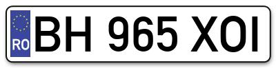 Placuta inmatriculare numar auto  BH-965-XOI, BH 965 XOI, BH965XOI