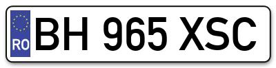 Placuta inmatriculare numar auto  BH-965-XSC, BH 965 XSC, BH965XSC