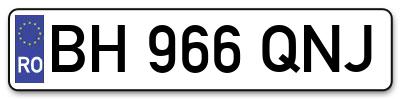 Placuta inmatriculare numar auto  BH-966-QNJ, BH 966 QNJ, BH966QNJ