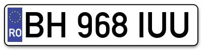 Placuta inmatriculare numar auto  BH-968-IUU, BH 968 IUU, BH968IUU