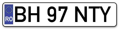 Placuta inmatriculare numar auto  BH-97-NTY, BH 97 NTY, BH97NTY