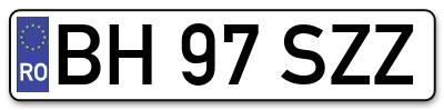 Placuta inmatriculare numar auto  BH-97-SZZ, BH 97 SZZ, BH97SZZ