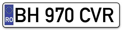 Placuta inmatriculare numar auto  BH-970-CVR, BH 970 CVR, BH970CVR