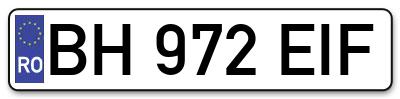 Placuta inmatriculare numar auto  BH-972-EIF, BH 972 EIF, BH972EIF