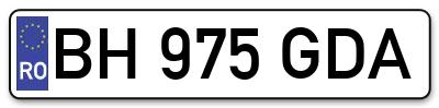 Placuta inmatriculare numar auto  BH-975-GDA, BH 975 GDA, BH975GDA