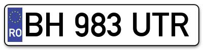 Placuta inmatriculare numar auto  BH-983-UTR, BH 983 UTR, BH983UTR