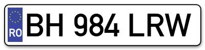 Placuta inmatriculare numar auto  BH-984-LRW, BH 984 LRW, BH984LRW