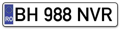 Placuta inmatriculare numar auto  BH-988-NVR, BH 988 NVR, BH988NVR