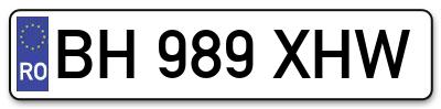 Placuta inmatriculare numar auto  BH-989-XHW, BH 989 XHW, BH989XHW