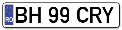 Placuta inmatriculare numar auto  BH-99-CRY, BH 99 CRY, BH99CRY