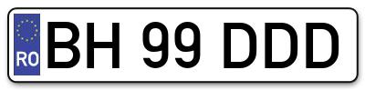 Placuta inmatriculare numar auto  BH-99-DDD, BH 99 DDD, BH99DDD