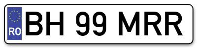 Placuta inmatriculare numar auto  BH-99-MRR, BH 99 MRR, BH99MRR