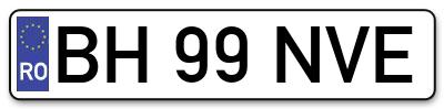 Placuta inmatriculare numar auto  BH-99-NVE, BH 99 NVE, BH99NVE
