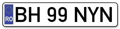 Placuta inmatriculare numar auto  BH-99-NYN, BH 99 NYN, BH99NYN