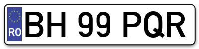 Placuta inmatriculare numar auto  BH-99-PQR, BH 99 PQR, BH99PQR