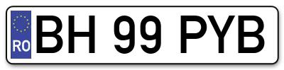 Placuta inmatriculare numar auto  BH-99-PYB, BH 99 PYB, BH99PYB
