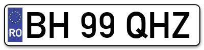 Placuta inmatriculare numar auto  BH-99-QHZ, BH 99 QHZ, BH99QHZ