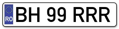 Placuta inmatriculare numar auto  BH-99-RRR, BH 99 RRR, BH99RRR